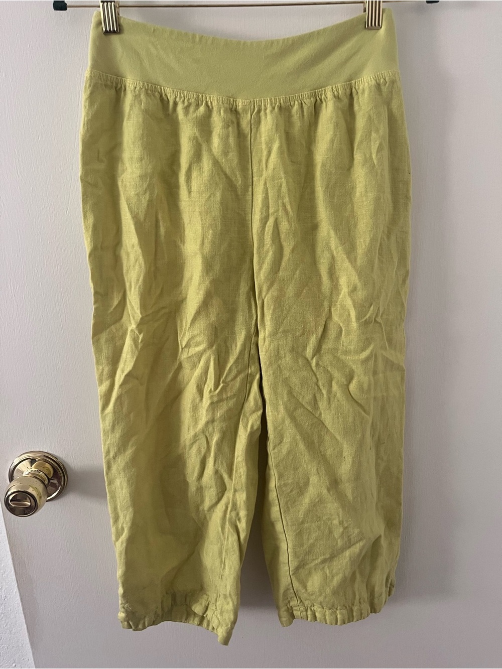 CUT LOOSE Linen Lantern Pants Green Baggy Wide Leg Barrel Pull On Boho XS